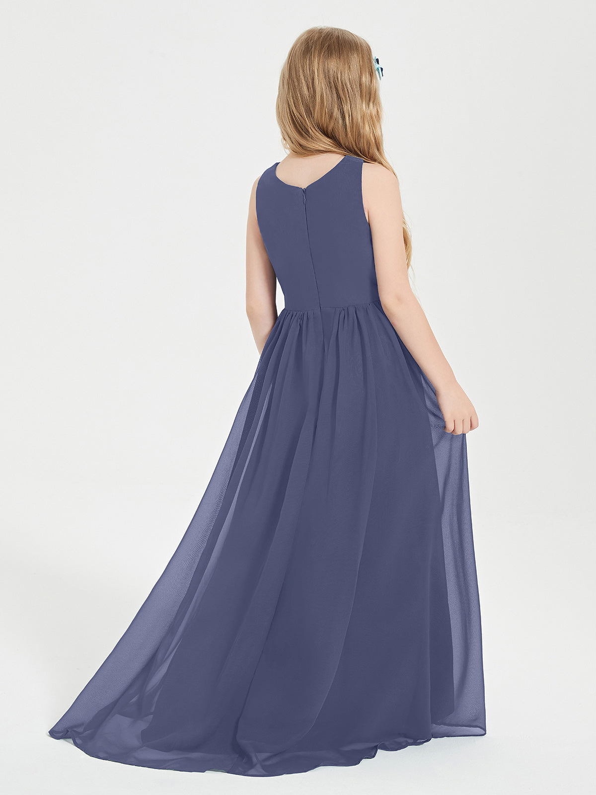 Asymmetrical Junior Bridesmaid Dresses with Scoop Neckline Stormy